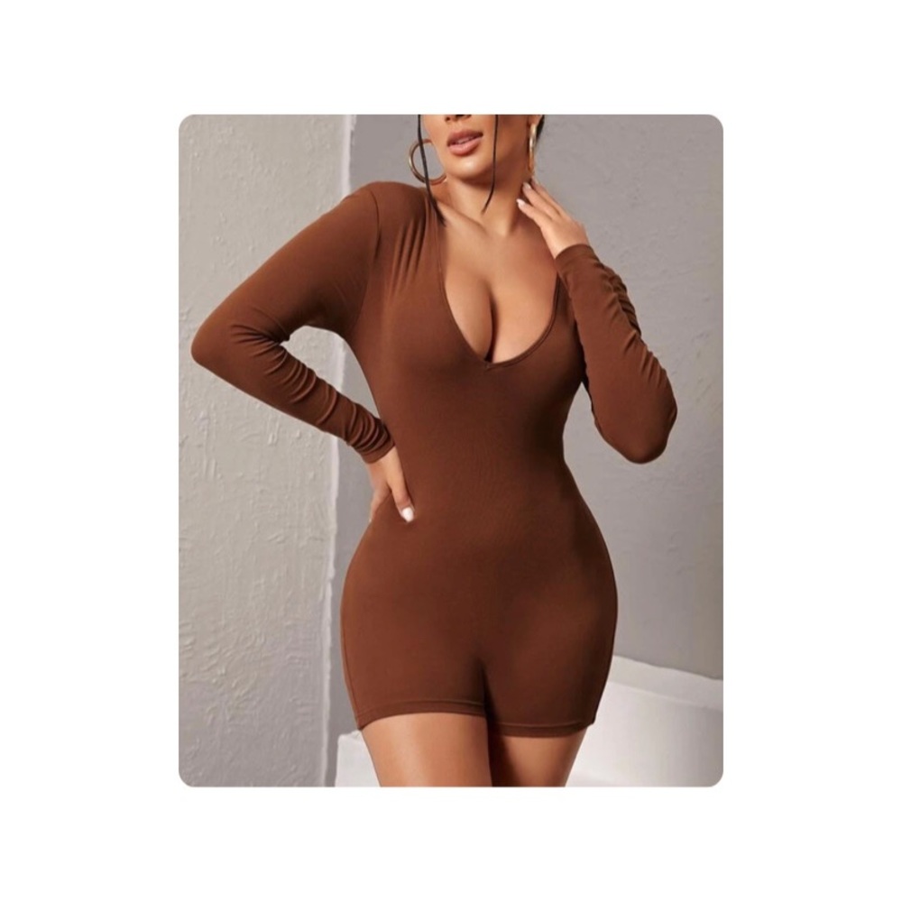 Solid Deep V Romper